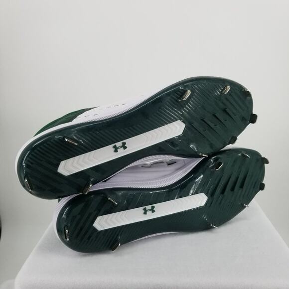 Under Armour Yard Low ST Metal Baseball Cleats 16 Mens White Green Lace Up NEW - Picture 5 of 5